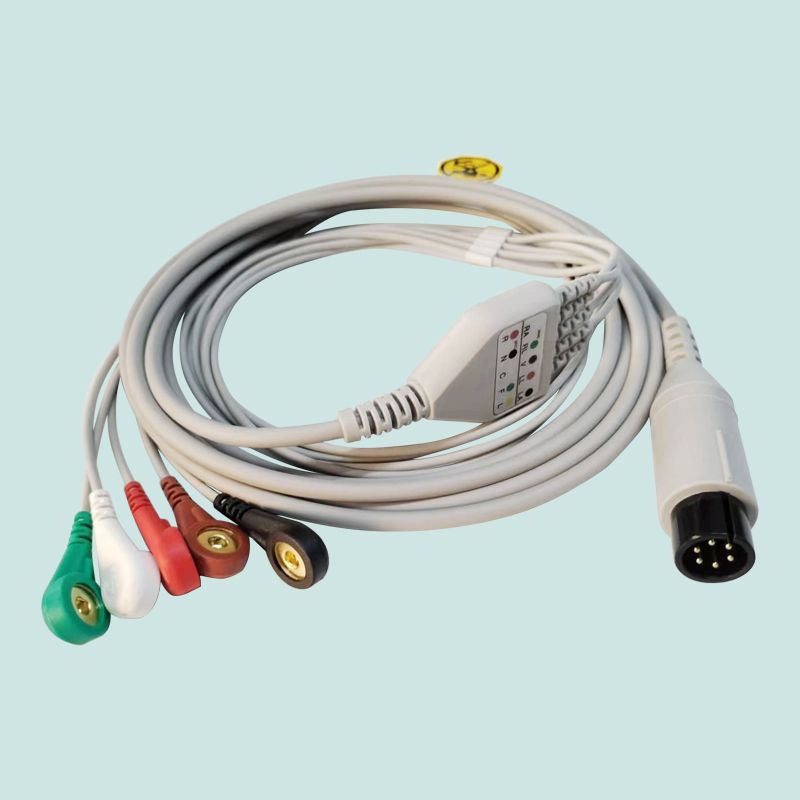 兼容理邦监护仪IM50 IM60 IM70 IM6 IM8  IM9心电导联线五导扣式