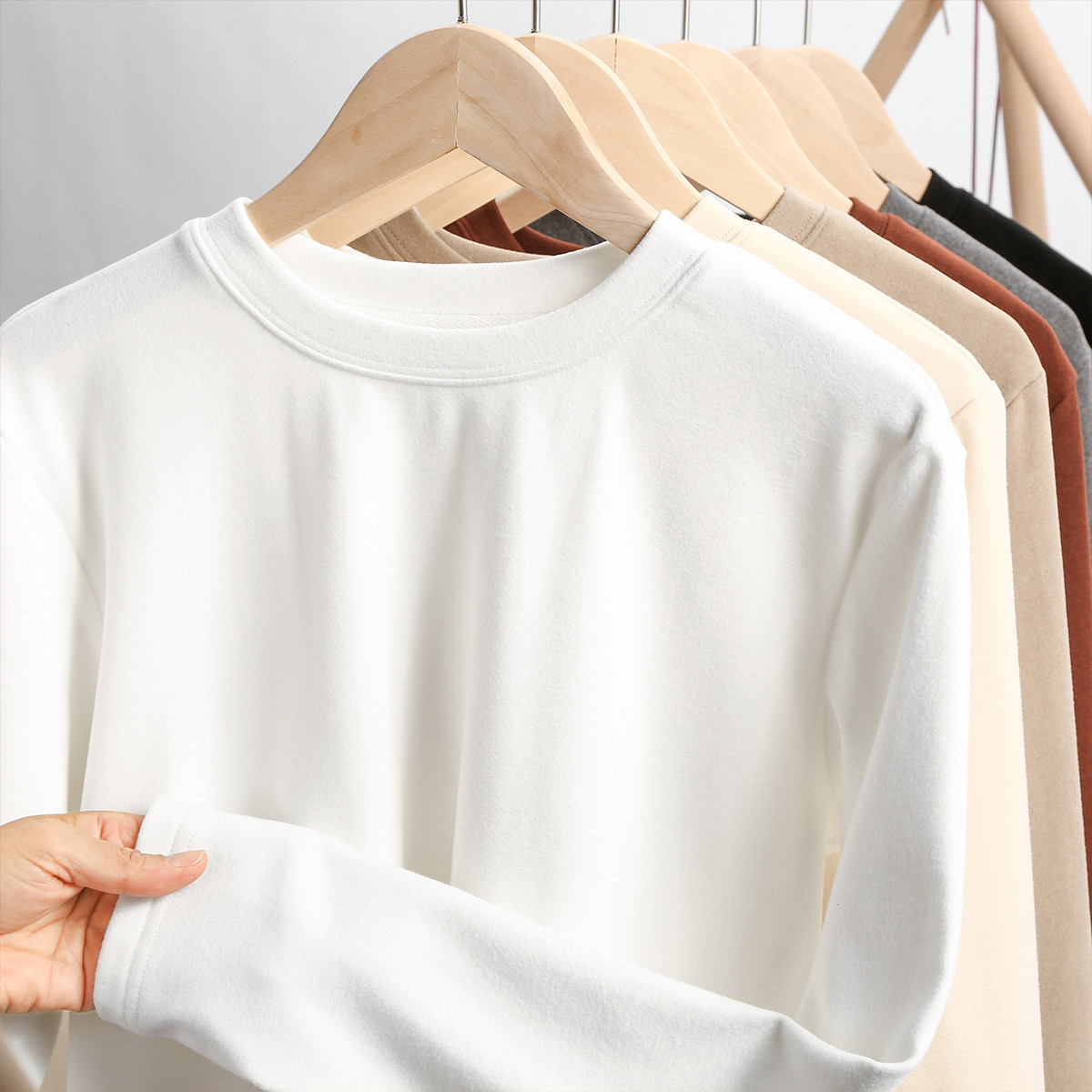 American weight lbs 280G bifacial duvet warm round collar beating undershirt male and female autumn winter gush with a long sleeve t-shirt-Taobao