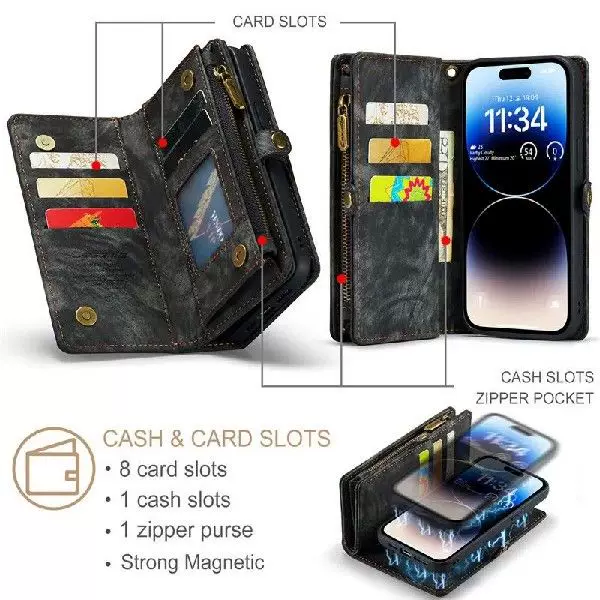 Кожаный магнитный чехол-книжка Case Me для iPhone 15 14 13