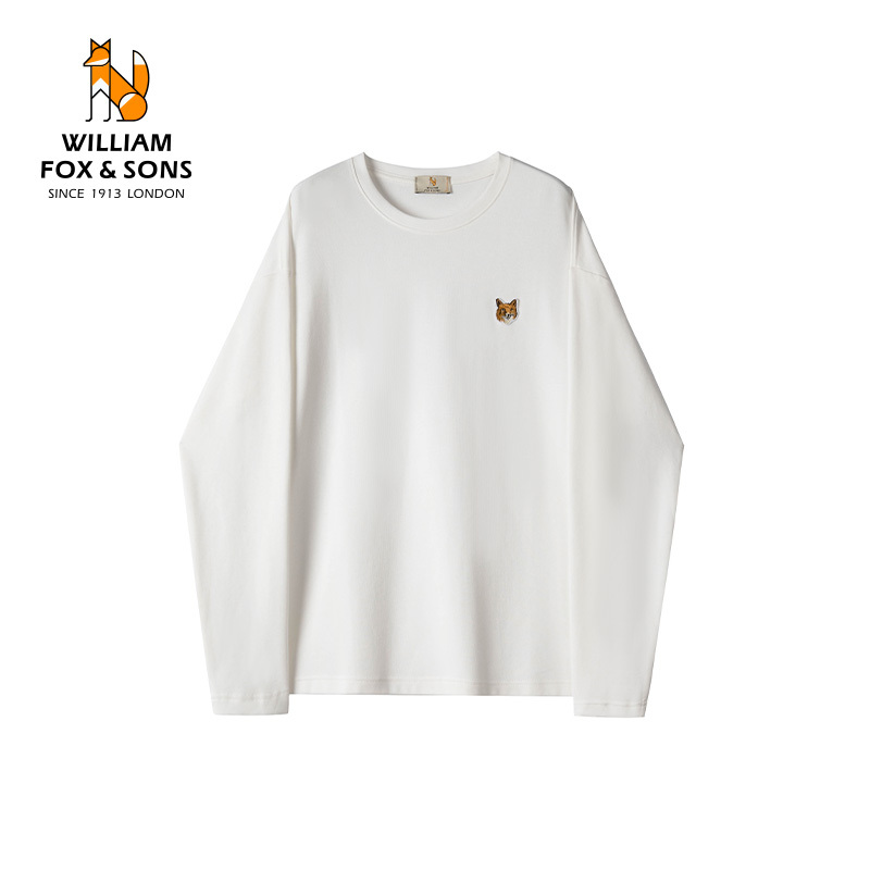 British Little Fox Men's Clothing 2026 Spring and Autumn 230g Xinjiang Double-Sided Cotton Air Layer Base Shirt Long Sleeve T-Shirt for Men