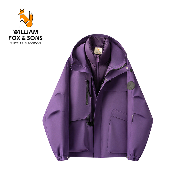 William Fox Men's Winter Three-In-One Waterproof Two-Piece Outdoor Warm Thickened down Jacket and Softshell Jacket for Men