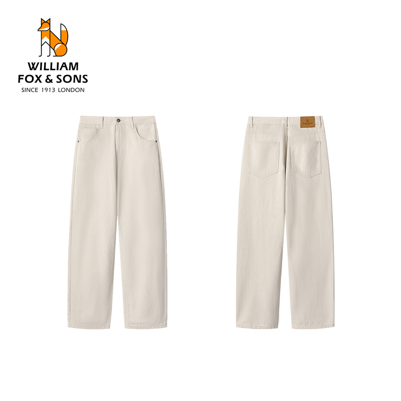William Fox Vintage Pure Cotton White Jeans Commuter Washed Old Money Style Long Pants Men's Straight Casual Pants William Fox Vintage Pure Cotton White Jeans Commuter Washed Old Money Style Long Pants Men's Straight Casual Pants