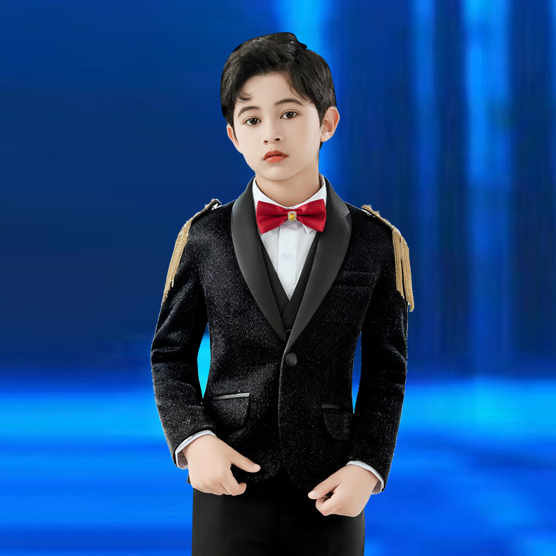 Children's suit suit boy's child Inron stage walking show West suit piano for a small host bright film gown-Taobao