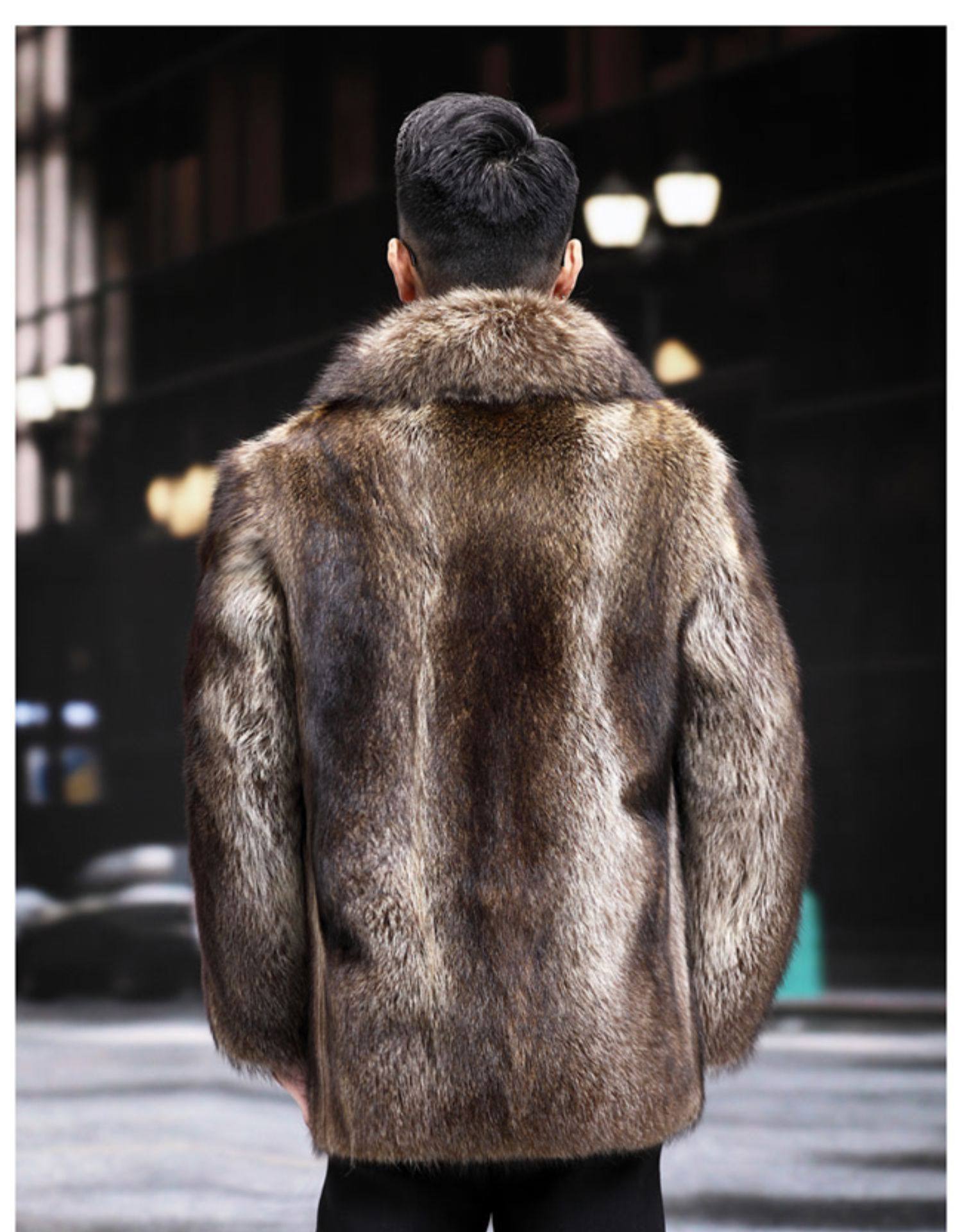Fur Coat Men's Mink Coat Mid-length Fur Fox Fur Thickened Warm