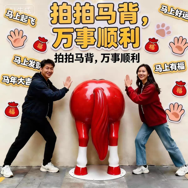 Creative Fiberglass Horse Sculpture Ornaments, Popular Photo Props for Social Media, Shopping Mall Display Decorations