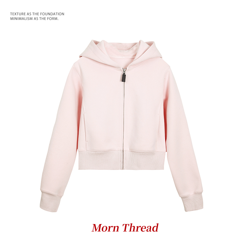 Morn Spring Cleanfit Korean-Style Deconstructed Boxy Short Hooded Sweatshirt with a High-End Relaxed Fit and Versatile Design