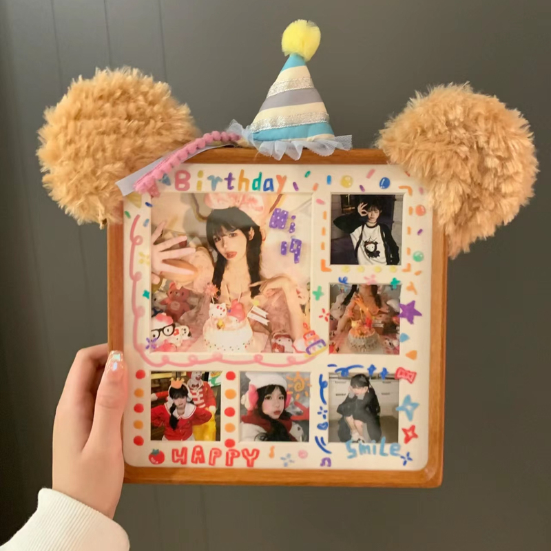 Plush DIY Desktop Photo Frame Six-Grid Couple Anniversary Photo Album Vertical Cute Duffy Birthday Photo Frame Display Stand Plush DIY Desktop Photo Frame Six-Grid Couple Anniversary Photo Album Vertical Cute Duffy Birthday Photo Frame Display Stand