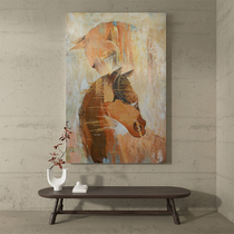 Hand-painted entrance hall horse to success decorative painting living room acrylic hanging painting texture oil painting abstract animal mural unframed