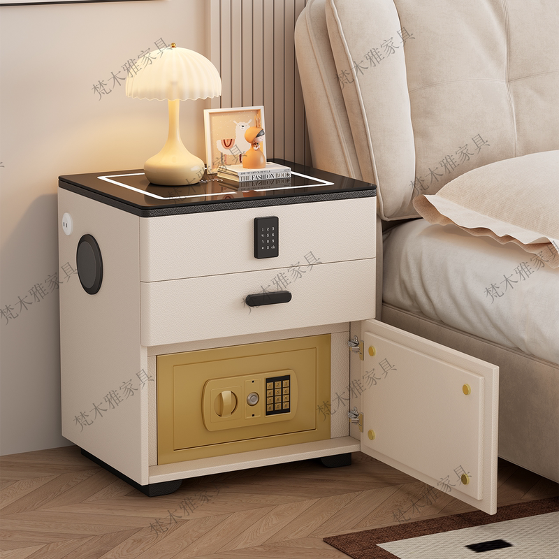 Solid Wood Smart Bedside Table with Safe, Wireless Charging, Bluetooth Speaker, Home Storage Bedside Cabinet, No Installation Required Solid Wood Smart Bedside Table with Safe, Wireless Charging, Bluetooth Speaker, Home Storage Bedside Cabinet, No Installation Required