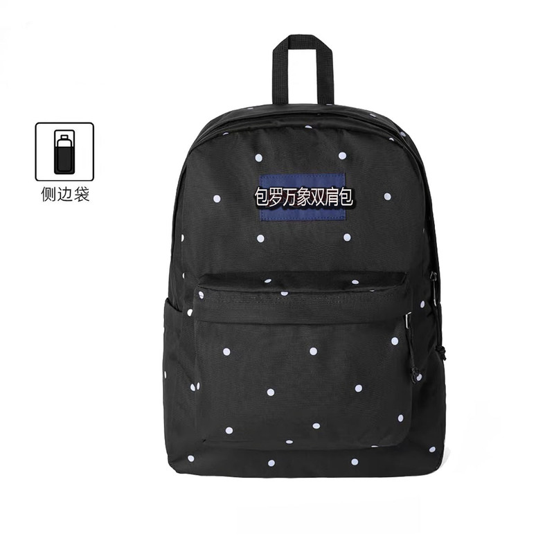 Outlet Discount Js Black Polka Dot Backpack Junior High School and High School Student School Bag Butterfly Large Capacity Travel Backpack