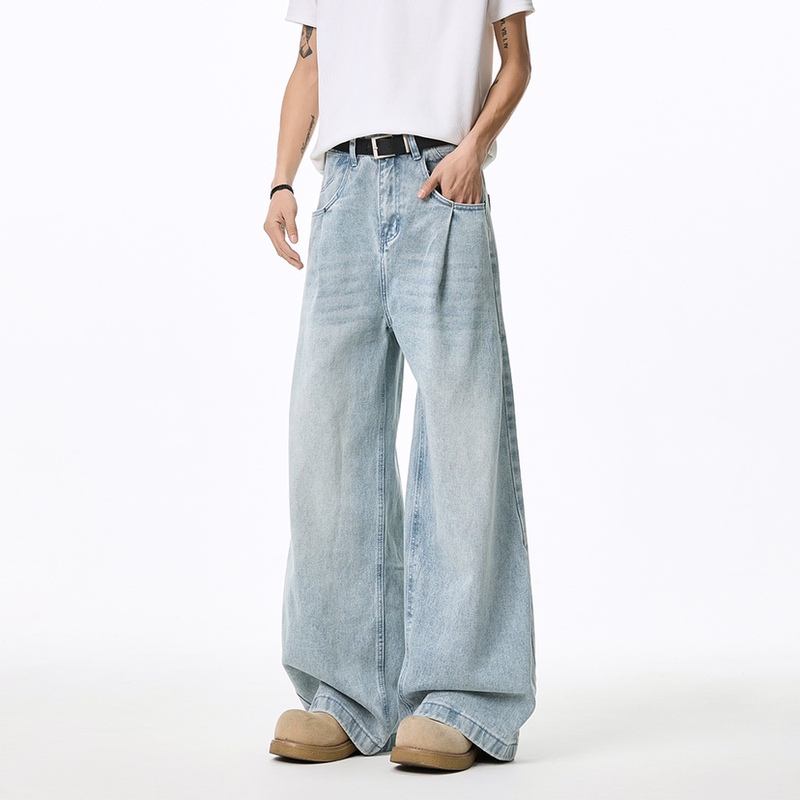 City Hipster Jeans Men's Summer Trendy Brand Loose Light Blue Long Pants American Cleanfit Pants City Hipster Jeans Men's Summer Trendy Brand Loose Light Blue Long Pants American Cleanfit Pants