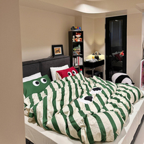 Dopamine cartoon 100 count cotton satin four-piece set 2024 new long-staple cotton pure cotton quilt cover bedding