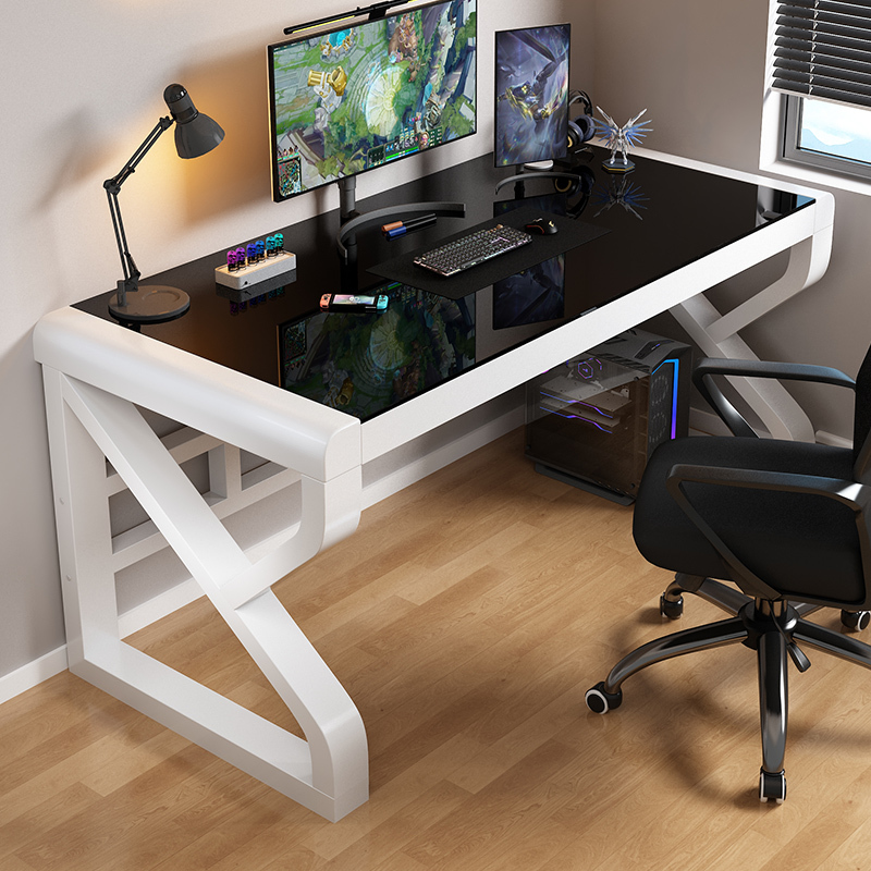 Computer Desk Desktop Study Table Student Home Bedroom Office Desk Tempered Glass Simple Small Apartment Gaming Table