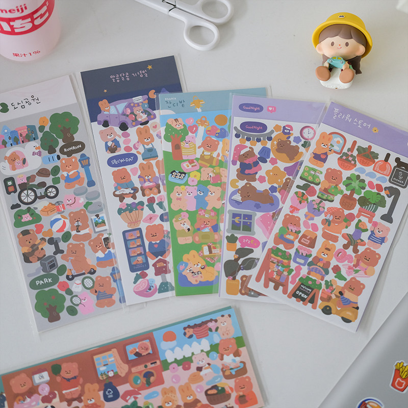 In Korea cute bear scene scene scene scene cartoon sticker taped to decorate DIY material painting