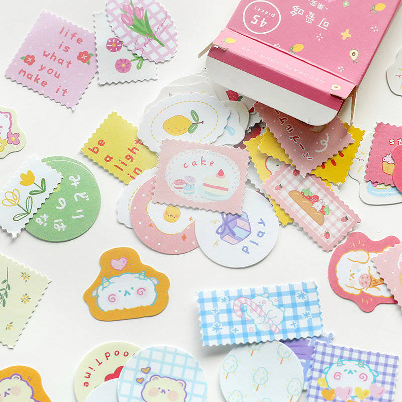Cute Dorset box SMALL STICKER SALT SERIES FRESH PLAID CUTE GIRL HEARTS ADHESIVE HAND LEDGER DIY DECORATIVE STICKERS