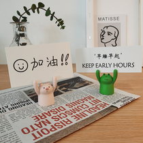 Girl heart cute raised hand piglet message clip photo holder base business card holder desktop decoration mini ornaments
