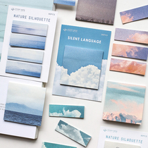 Natural silhouette Post-it notes ins scenery sky message memo note note paper N Post book collage material paper