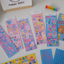 Korean Handgun Cake Cute Sticker Brief Letter Laser Glitzy Cardi decorative cartoon Cartoon Material Sticker