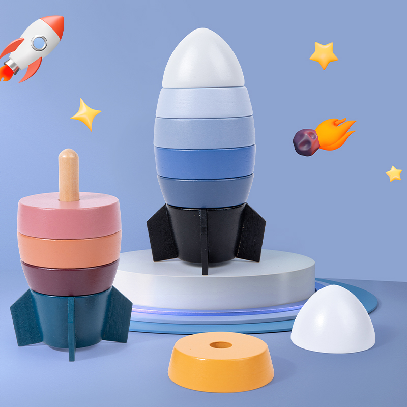 Early teaching geometric pillar 1 - 3 years old Baby Yi intelligent toy rocket pillar Mon's teaching shape pairing block 2