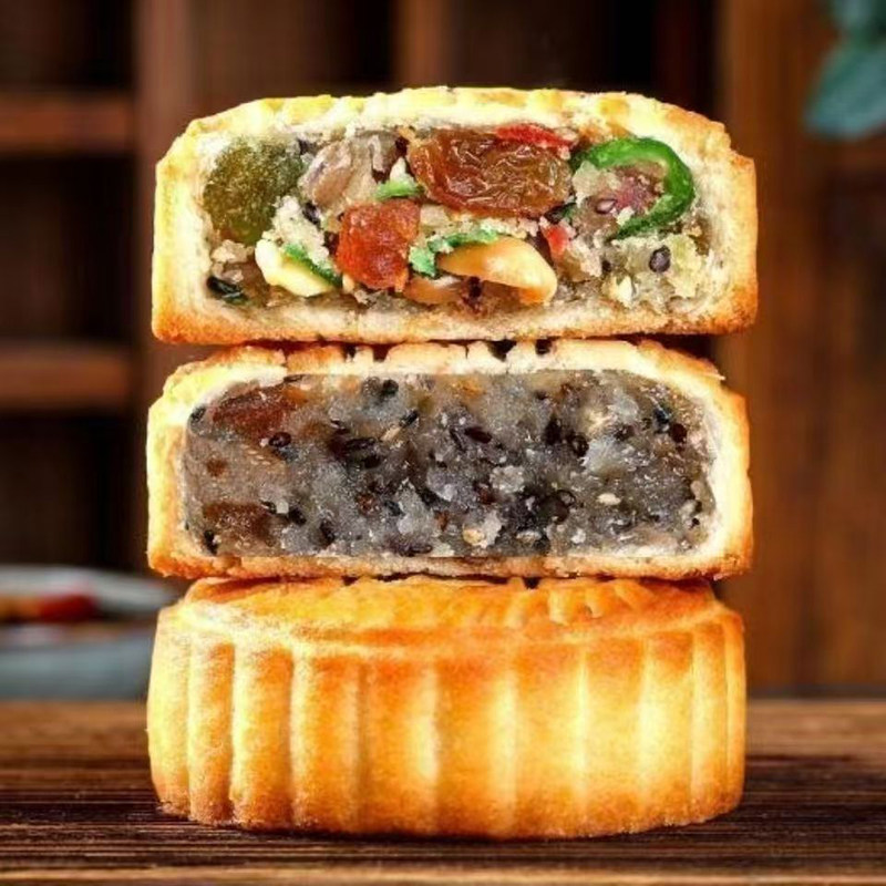 [5 Pieces 0.5kg ]Cantonese-Style Mooncakes, Traditional Handmade Five-Nut Mooncakes, Multi-Flavor Large Mooncake Gift Box, Whole Box of Pastries