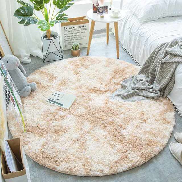 Nordicroundcarpetsilkhairlivingroomrugbedroombedsid