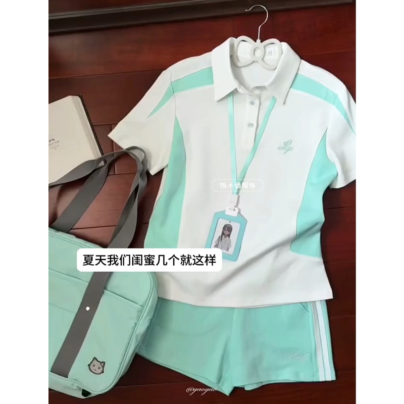 Original Authentic Summer Jk Gymnastics Suit Volleyball Uniform College Style Embroidered Top Sports Shorts Multi-Color Set