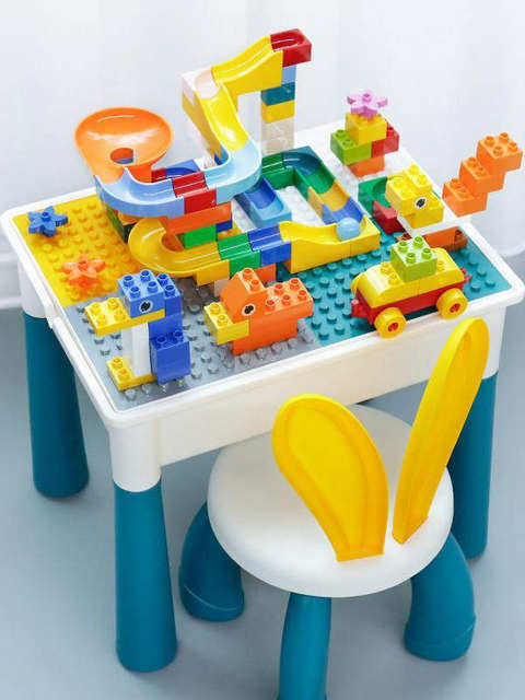 Compatible with Building Block Table Large Assembled Large Particle Educational Kidsren's Toy Baby Multi-Functional Learning Game Table 3-6