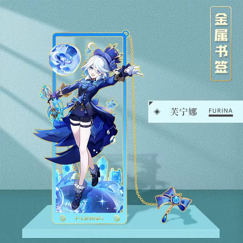 Закладки из металла по игре Genshin Impact, подарки студентам, двумерная игра Funina, Насида, стоящая карточка