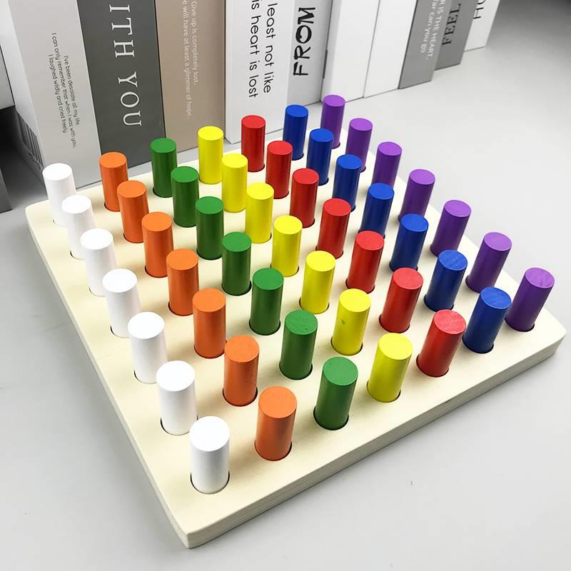 Mon's Fine Motion Toys Kindergarten Pre-cubic Stick Plug Distinguished Color Classification Cognitive Early Teaching Toys