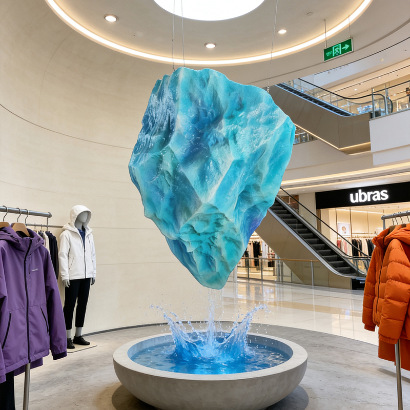 Ice Blue Hanging Artificial Stone for Landscaping, Made of Fiberglass, Colorful Artificial Stone for Indoor Decoration in Shopping Malls and Hotels