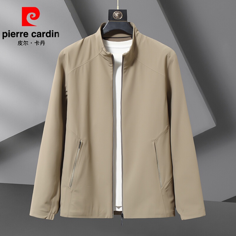 Pierre Cardin Spring and Autumn Men's Stand-Up Collar Soft Shell Jacket Windproof and Waterproof Loose New Sports Jacket