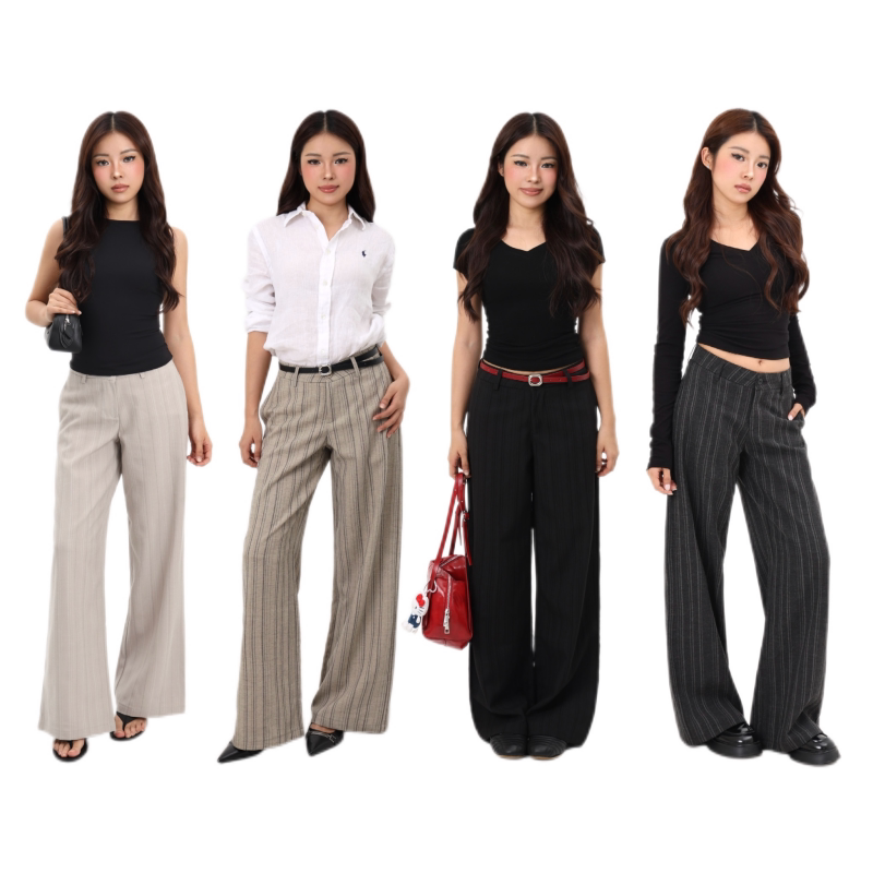 Mimiette Petite Textured Striped Loose Straight-Leg Dress Pants 6707, Slimming and Drapey Wide-Leg Pants Mimiette Petite Textured Striped Loose Straight-Leg Dress Pants 6707, Slimming and Drapey Wide-Leg Pants