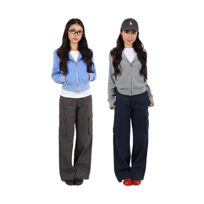 Mimiette Petite American-Style Multi-Pocket Cargo Pants T03 Women's 26 New Loose Casual Washed Long Pants Mimiette Petite American-Style Multi-Pocket Cargo Pants T03 Women's 26 New Loose Casual Washed Long Pants