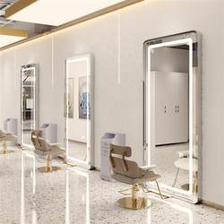 업그레이드된 2022 이발소 거울, 조명이 있는 미용실 특수 미용실 거울, 벽걸이형 단면 특수 거울