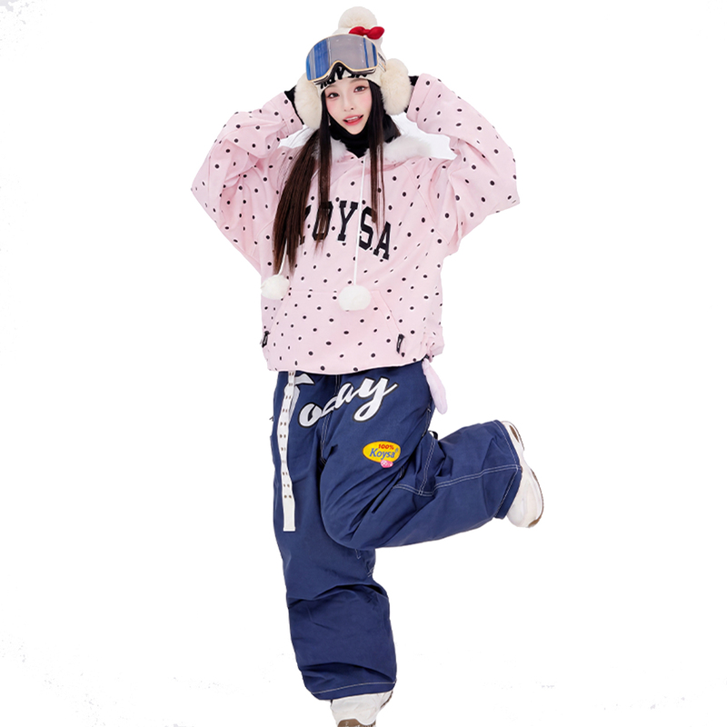 Koysa Original Imitation Denim Ski Pants Outdoor 3L Professional Taped Seam Fleece-Lined Wear-Resistant Loose Fit Single and Double Board Snow Pants Koysa Original Imitation Denim Ski Pants Outdoor 3L Professional Taped Seam Fleece-Lined Wear-Resistant Loose Fit Single and Double Board Snow Pants