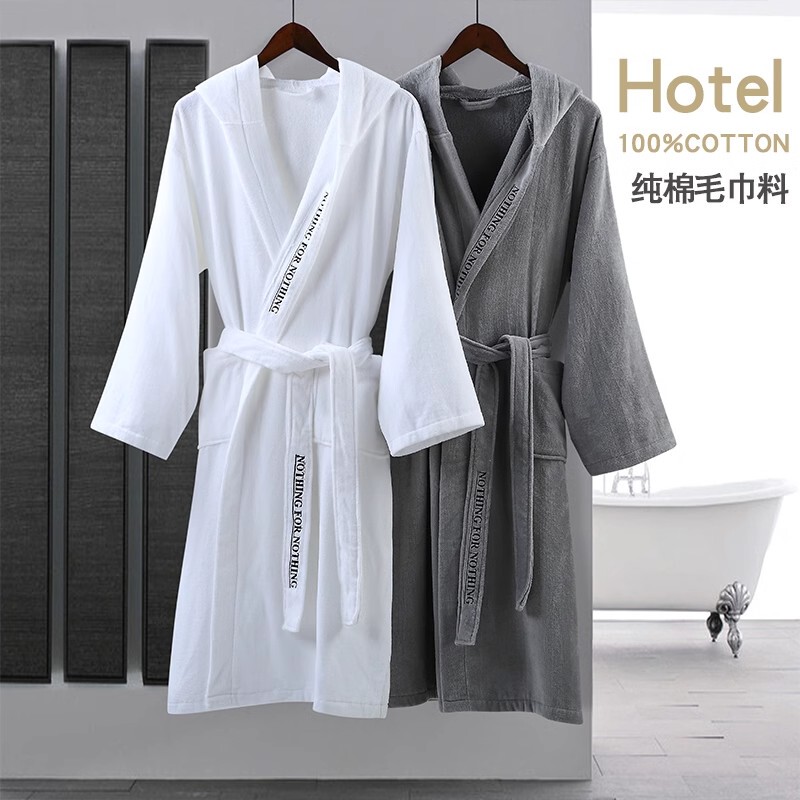 2026 New Hotel Pure Cotton Bathrobe, Absorbent and Quick-Drying Towel Material, Couple's Unisex All-Season Men's Sleepwear