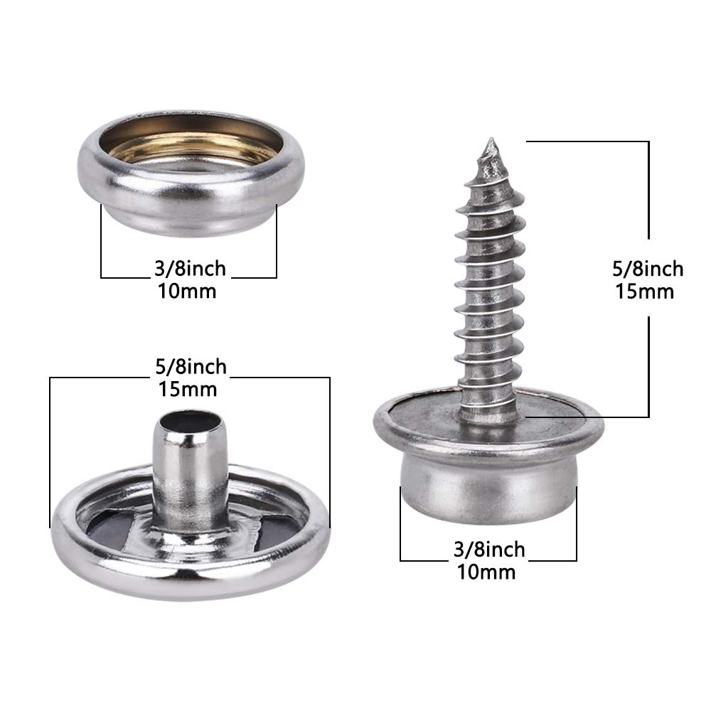 50 sets of stainless steel screws large white buckle Yacht Tarpaulin Button with buttoned tent button to send installation tools for cross border-Taobao