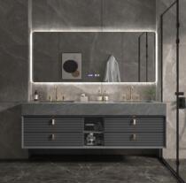 King Light Luxury Modern Rock Bathroom Cabinet One Double Basin Oak Bathroom Combined Toilet Solid Wood Washing Hand