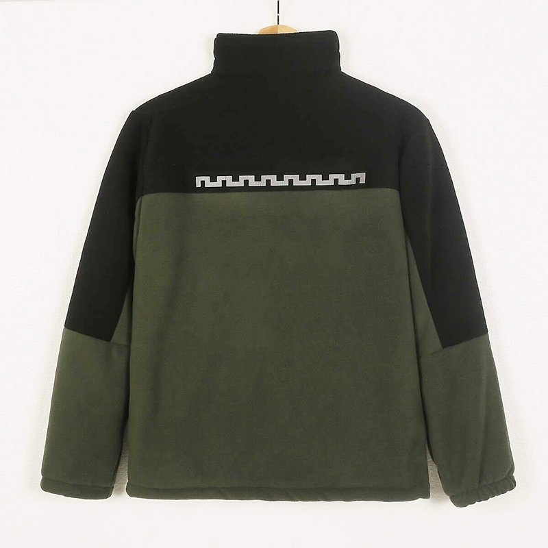 Jihua 24 Reflective Patchwork Fleece Jacket Men's Turn-Down Collar Jacket with Added Fleece for Warmth, Autumn and Winter Fleece Jacket