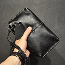 Mens genuine leather long clutch bag is popular this year fashionable retro cowhide wallet mobile phone bag simple clutch bag