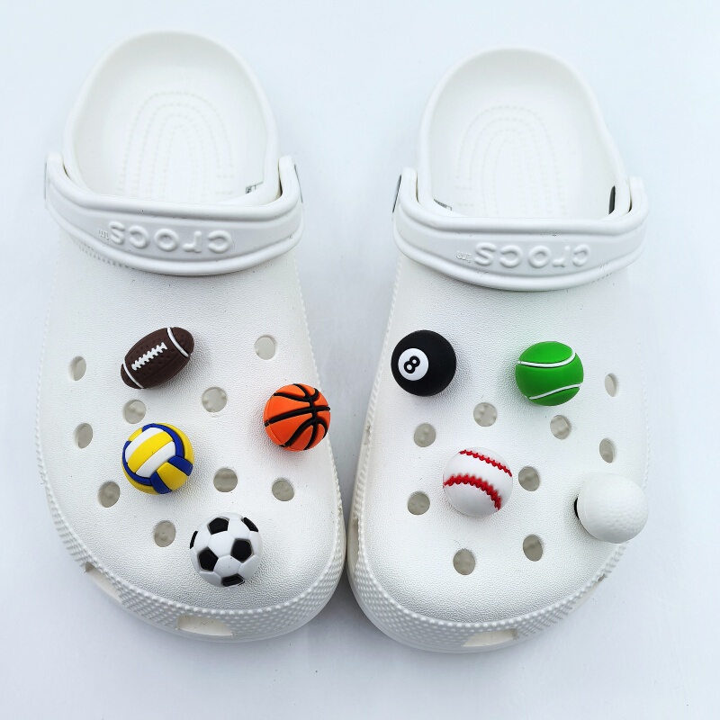 Croc Shoe Charms Compatible with Crocs Shoe Buckles, 3D Football, Basketball, Baseball, Billiards, Rugby