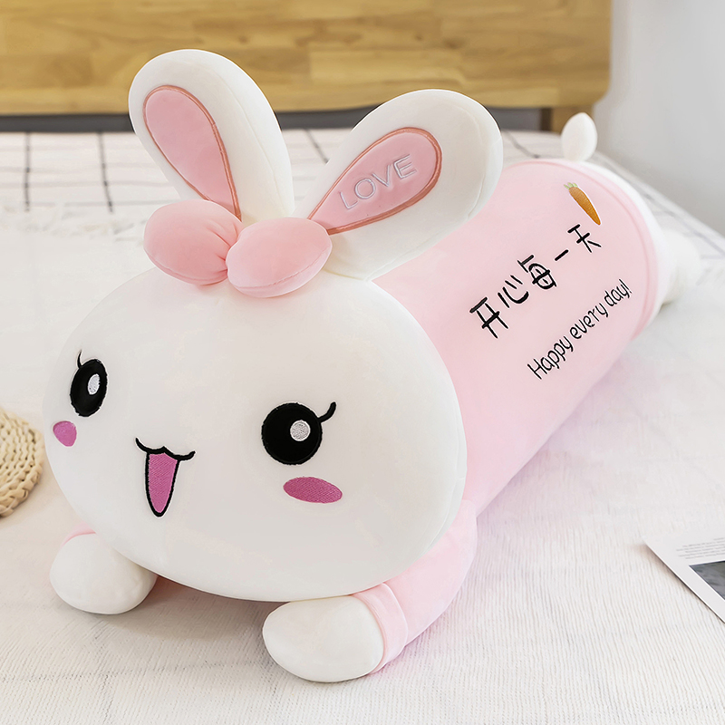 Cute super soft pink groveling rabbit cuddled girl sleeping wool suede toy cloth doll ultra cute children's birthday present big-Taobao