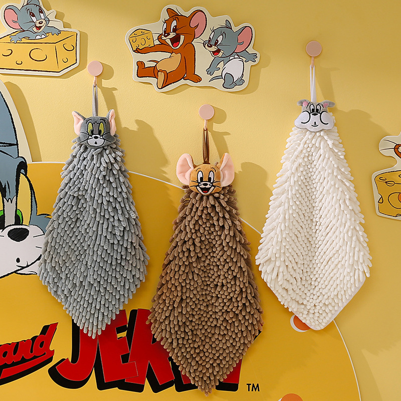 Warner Genuine Tom and Jerry Face Towel Cartoon Chenille Hand Towel, Hangable, Dual-Use for Kitchen, Absorbent and Quick-Drying Warner Genuine Tom and Jerry Face Towel Cartoon Chenille Hand Towel, Hangable, Dual-Use for Kitchen, Absorbent and Quick-Drying