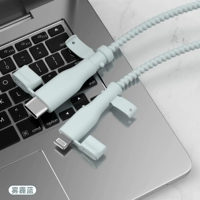 Apple 𬞟 фруктовый кабель для передачи данных, муфта + веревка [смог синий - кабель и кабельная муфта одного цвета] с пылезащитной заглушкой