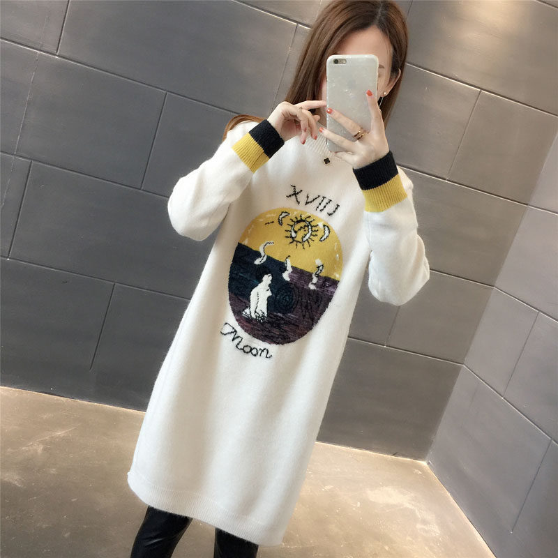 Pregnancy Bottling Tide 2021 Fall-in-Age Aging Women's Pregnant Pregnant Woman Sweater In a Long Winter Loose Personality