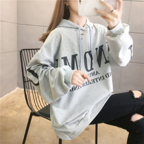 Pregnant womens spring clothing online red blouses Korean version Fashion easing with long printed letters fake Two-to-cap pregnant womens clothing