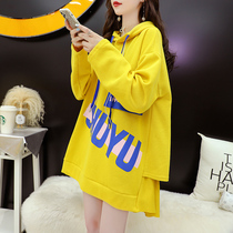 Foreign air pregnancy woman dress Spring and autumn paragraph 2022 new Korean version loose blouses T-shirt Long sleeves Even cap pregnant womens necropolis