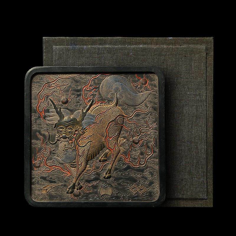 国家非遗1982年制清代老墨版《黑火麒麟》胡开文收藏老古墨块评价- 淘宝网