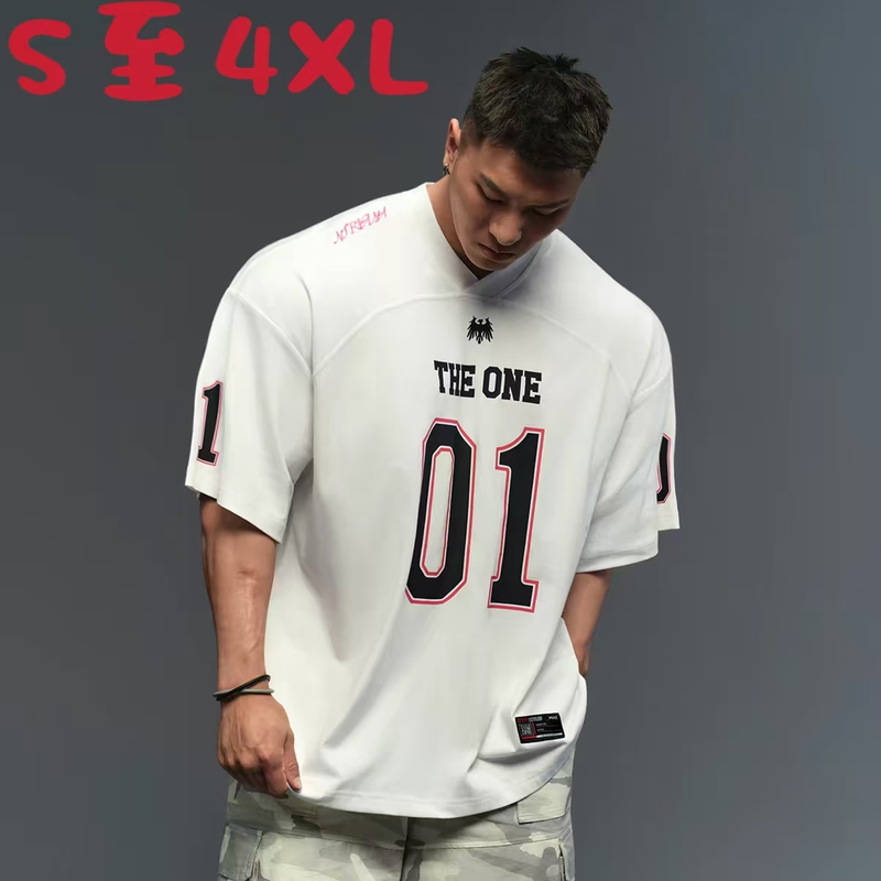 [Ready Stock] Rugby Uniform Short-Sleeved T-Shirt for Men, Summer Sports and Fitness Training Loose Breathable Top