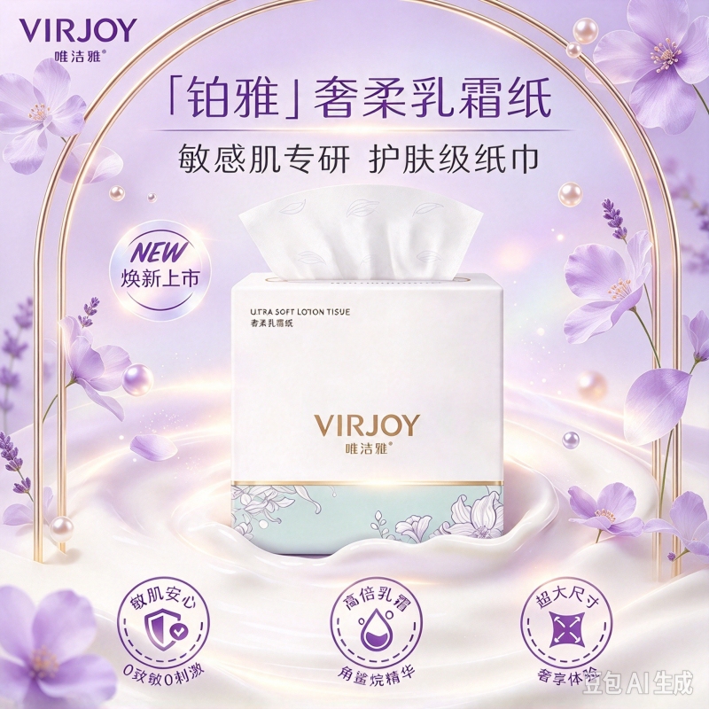 Weijieya High-End Platinum Series High-Quality 3-Ply 70-Sheet 8-Box Facial Tissue Moisturizing Cream Tissue L Size Box